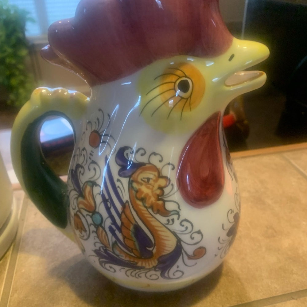 Boston Warehouse Red and Green Ceramic Rooster Art